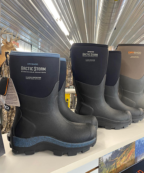 Extreme weather condition boots on display